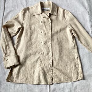 Another Tomorrow Linen Shirt Double Breasted Button Cufflinks Italian Size 38